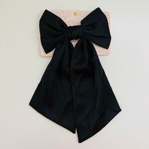 SUNDAY STATE Black Satin Long Tail Large Bow Ribbon Barrette Hair Clip